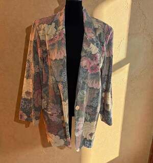 Vintage 80s Toni Garment for LC Magic Oversized Floral Tapestry Blazer